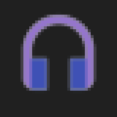 Tray icon showing headphones, enlarged
