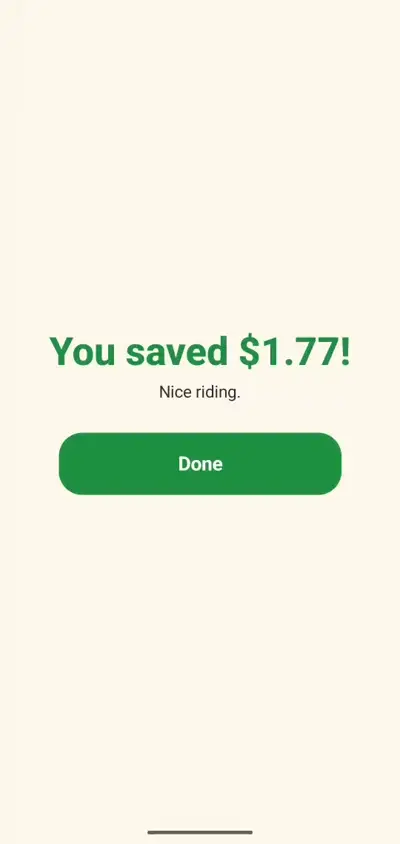 Animation of gold coins bursting up and falling behind the text You saved $1.77