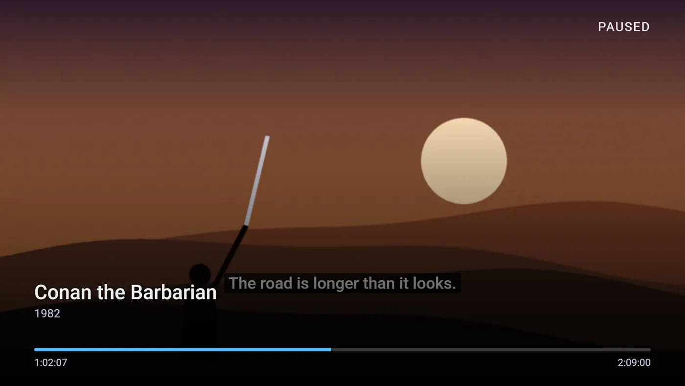 The receiver paused, with title, a progress bar and elapsed and total time